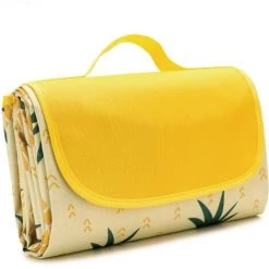AIDUCHO Couverture De Pique-Nique 195*200CM, Pliable Tapis Plage Surface Imperméable Et Sans Sable, Tapis Pique Niques Pour Plage, Le Parc, La Randonnée, Le Camping, Idéal Pour Les Voyages En Famille-Ananas