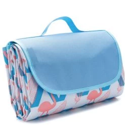 AIDUCHO Couverture De Pique-Nique 145*180CM, Pliable Tapis Plage Surface Imperméable Et Sans Sable, Tapis Pique Niques Pour Plage, Le Parc, La Randonnée, Le Camping, Idéal Pour Les Voyages En Famille-Vague Flamant Rose