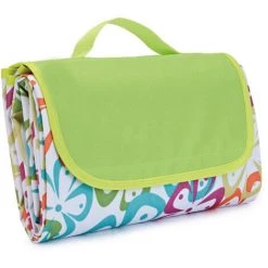 AIDUCHO Couverture De Pique-Nique 145*200CM, Pliable Tapis Plage Surface Imperméable Et Sans Sable, Tapis Pique Niques Pour Plage, Le Parc, La Randonnée, Le Camping, Idéal Pour Les Voyages En Famille-fleur à Cinq Feuilles