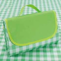 AIDUCHO Couverture De Pique-Nique 145*180CM, Pliable Tapis Plage Surface Imperméable Et Sans Sable, Tapis Pique Niques Pour Plage, Le Parc, La Randonnée, Le Camping, Idéal Pour Les Voyages En Famille-Grille Verte Et Blanche