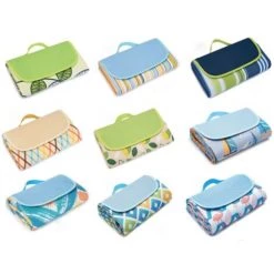 AIDUCHO Couverture De Pique-Nique 195*200CM, Pliable Tapis Plage Surface Imperméable Et Sans Sable, Tapis Pique Niques Pour Plage, Le Parc, La Randonnée, Le Camping, Idéal Pour Les Voyages En Famille-bande Bleu Ciel -Plaid et couverture Soldes 57747991 3