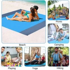 TRIOMPHE Tapis De Plage Anti Sable 210 X 200 Cm,T-Audace Portable Imperméable Couverture De Plage Anti-Sable Pour Les Voyages, Le Camping, La Randonnée, Avec Sac -Plaid et couverture Soldes 57750472 5