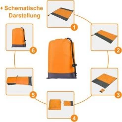 TRIOMPHE Couverture De Plage,de Pique-nique Imperméable 200 X 210 Cm,tapis De Plage Anti-sable,4 Coins De Fixation Pare-vent,serviette De Plage XXL Pour La Plage (orange Et Gris)T-Audace -Plaid et couverture Soldes 57750474 5