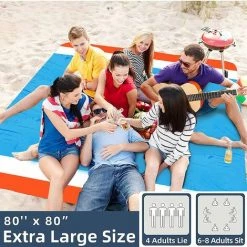 TRIOMPHE Picnic Blanket For Travel Camping,T-Audace Anti Sable Tapis De Plage, Natte De Plage, Couverture De Pique Avec 4 Fixes Et Mousqueton Pour Plage, Camping, Picnic, Parc, Jardin 9 TRIOMPHE Picnic Blanket For Travel Camping,T-Audace Anti Sable Tapis De Plage, Natte De Plage, Couverture De Pique Avec 4 Fixes Et Mousqueton Pour Plage, Camping, Picnic, Parc, Jardin -Plaid et couverture Soldes 57750537 3