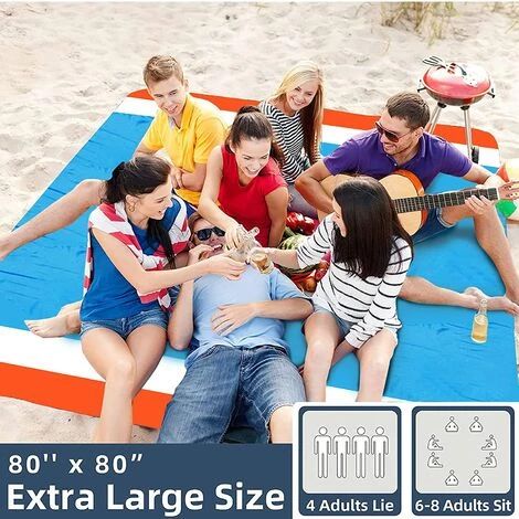 TRIOMPHE Picnic Blanket For Travel Camping,T-Audace Anti Sable Tapis De Plage, Natte De Plage, Couverture De Pique Avec 4 Fixes Et Mousqueton Pour Plage, Camping, Picnic, Parc, Jardin 5 TRIOMPHE Picnic Blanket For Travel Camping,T-Audace Anti Sable Tapis De Plage, Natte De Plage, Couverture De Pique Avec 4 Fixes Et Mousqueton Pour Plage, Camping, Picnic, Parc, Jardin – Image 3