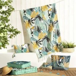 DOUCEUR D'INTÉRIEUR Fouta à Franges 100x200 Cm Brazilia Coton - Bleu