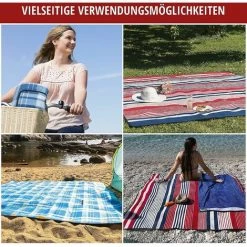 Kueatily Travel Blanket With Aluminum Back, Picnic Blanket, Camping Blanket, Beach Blanket, With Carry Handle 200 X 200 Cm -Plaid et couverture Soldes 57984835 3