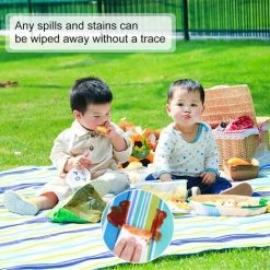 PERLE RARE Couverture Pique Nique Impermeable 150x180,Nappe Exterieur Plaid Pique-Nique Tapis Picnic Lavable Pour Camping,Parc,Cour - Picnic Blanket Pliable -Plaid et couverture Soldes 58039586 3