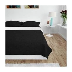 JN.SONGS Couvre-lit Réversible, Face Matelassé Jeté De Lit Noir Blanc, Rembourrage En Coton PP - 220 X 240 Cm -Plaid et couverture Soldes 58068598 2