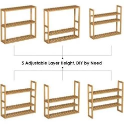 AICOK Etagère Murale, Étagères De Salle De Bain Avec Rangement à 3 Niveaux Étagère Réglable Étagère Pour Plantes Étagère étroite Pour Balcon Couloir Cuisine (Naturel) -Plaid et couverture Soldes 58124946 4