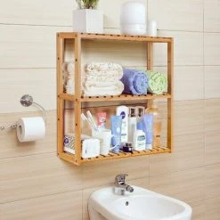 AICOK Etagère Murale, Étagères De Salle De Bain Avec Rangement à 3 Niveaux Étagère Réglable Étagère Pour Plantes Étagère étroite Pour Balcon Couloir Cuisine (Naturel) -Plaid et couverture Soldes 58124946 5