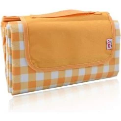 BEARSU Couverture De Pique-Nique, Couverture De Plage, Imperméable, Portable, Camping En Plein Air, Fête, Extra Large, Pliable, Résistant Au Sable, Tapis De Plage Extérieur (150*200cm, Jaune)