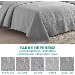 OUSUDELA Couvre Lit 220x240cm - Dessus De Lit 2 Personnes Matelassée Moderne, Boutis Couvre-Lit En Microfibre Décoratif Réversible Léger Hypoallergénique Doux à Motif Floral Moderne, Gris -Plaid et couverture Soldes 58207631 4