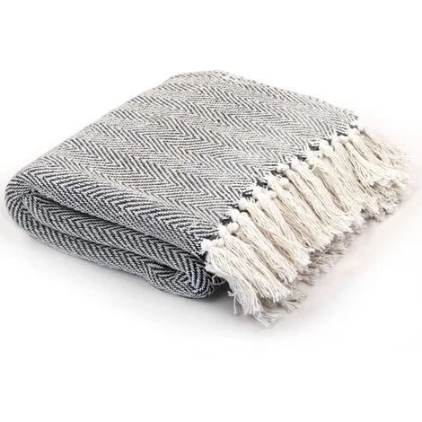 INLIFE Couverture Coton à Chevrons 160 X 210 Cm Bleu Marine 3 INLIFE Couverture Coton à Chevrons 160 X 210 Cm Bleu Marine