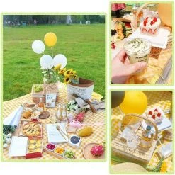 TINOR 195 X 200 Cm - Couverture De Pique-nique - Tapis De Plage - Imperméable - XXL - Pliable - Avec Poignée De Transport - Pour Pique-nique, Plage, Camping - Style INS (jaune) -Plaid et couverture Soldes 58345892 4