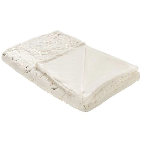 BELIANI Couverture En Polyester Beige 180x130cm - Beige 3 BELIANI Couverture En Polyester Beige 180x130cm - Beige