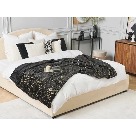 BELIANI Couverture En Polyester Noir 200x150cm - Noir 4 BELIANI Couverture En Polyester Noir 200x150cm - Noir – Image 2