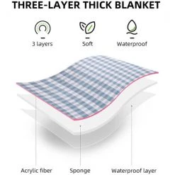 LIFCAUSAL Couverture De Plage De Pique-nique Extra Large Imperméable Lavable 3 Couches épaisses Douces Pour La Peau Pliable Portable Tapis De Pique-nique Pour Les Vacances De Week-end 200 * 200 Cm -Plaid et couverture Soldes 58381242 3