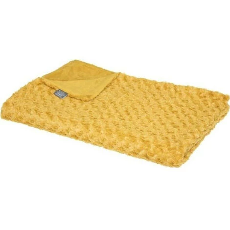 AUTRES Plaid Fourrure Bouclée - 120 X 160 Cm - Ocre 3 AUTRES Plaid Fourrure Bouclée - 120 X 160 Cm - Ocre