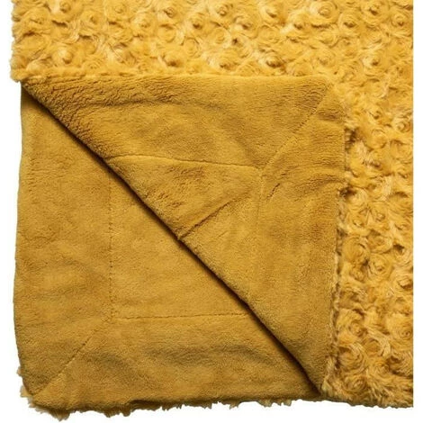 AUTRES Plaid Fourrure Bouclée - 120 X 160 Cm - Ocre 4 AUTRES Plaid Fourrure Bouclée - 120 X 160 Cm - Ocre – Image 2