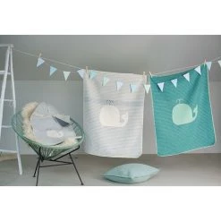 David Fussenegger Babydecke Wal 70x90cm Türkis Baumwolle/Flanell -Plaid et couverture Soldes 58412951 3