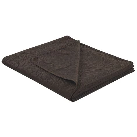 BELIANI Plaid En Polyester Marron 220x200cm - Marron 3 BELIANI Plaid En Polyester Marron 220x200cm - Marron