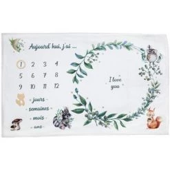 ATMOSPHERA KIDS Couverture âge étape Bébé Nature - Longueur 120 Largeur 80 Epaisseur 0,5cm - Bleu