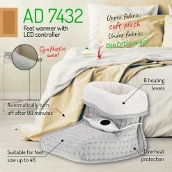 Adler AD7432 Chauffe-pieds Chauffage électrique Des Pieds 6 Niveaux Température 100W Gris - Gris -Plaid et couverture Soldes 58535310 5