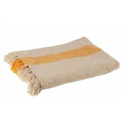 Paris Prix - Plaid Déco "emma" 140x180cm Beige & Ocre