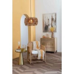 Paris Prix - Plaid Déco "emma" 140x180cm Beige & Ocre -Plaid et couverture Soldes 58622111 3