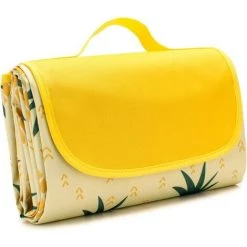 AIDUCHO Couverture De Pique-nique 195 X 200 Cm, Couverture De Plage Imperméable Pliable Avec Poignée De Transport, Tapis De Pique-nique Extérieur Anti-sable Pour Camping Familial, Randonnée Et Activités De Plage (ananas)
