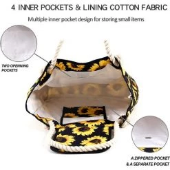 AIDUCHO Sac De Plage Extra Large Pour Femme, Fourre-tout En Toile Surdimensionnée étanche Au Sable Avec Poche Pour La Natation, Le Yoga, La Piscine, Les Accessoires Essentiels De Voyage En Famille, Les Fournitures De Vacances, Tournesol Jaune Floral Noir 11 AIDUCHO Sac De Plage Extra Large Pour Femme, Fourre-tout En Toile Surdimensionnée étanche Au Sable Avec Poche Pour La Natation, Le Yoga, La Piscine, Les Accessoires Essentiels De Voyage En Famille, Les Fournitures De Vacances, Tournesol Jaune Floral Noir -Plaid et couverture Soldes 58662347 5