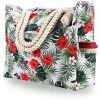 AIDUCHO Sac De Plage Extra Large Pour Femme, Fourre-tout En Toile Surdimensionné Imperméable Et Résistant Au Sable Avec Poches Pour Gym, Yoga, Piscine, Accessoires Essentiels De Voyage En Famille, Fournitures De Vacances, Feuilles De Fleurs Florales -Plaid et couverture Soldes 58662451 1