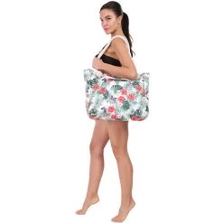 AIDUCHO Sac De Plage Extra Large Pour Femme, Fourre-tout En Toile Surdimensionné Imperméable Et Résistant Au Sable Avec Poches Pour Gym, Yoga, Piscine, Accessoires Essentiels De Voyage En Famille, Fournitures De Vacances, Feuilles De Fleurs Florales -Plaid et couverture Soldes 58662451 2