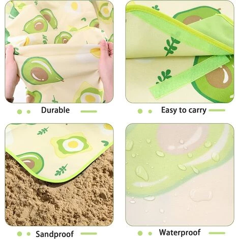 AIDUCHO Couverture De Pique-nique 145 X 200 Cm, Couverture De Plage Imperméable Pliable Avec Poignée De Transport, Tapis De Pique-nique Extérieur Anti-sable Pour Camping Familial, Randonnée Et Activités De Plage (avocat) 6 AIDUCHO Couverture De Pique-nique 145 X 200 Cm, Couverture De Plage Imperméable Pliable Avec Poignée De Transport, Tapis De Pique-nique Extérieur Anti-sable Pour Camping Familial, Randonnée Et Activités De Plage (avocat) – Image 4