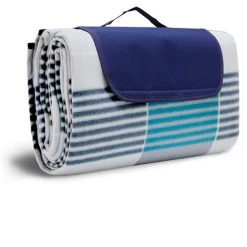 AIDUCHO Couverture Pique Nique Impermeable 200x200,Nappe Exterieur Plaid Pique-Nique Tapis Picnic Lavable Pour Camping,Parc,Cour - XXL Picnic Blanket Pliable Avec Poignée(Carreaux Bleu-Gris)
