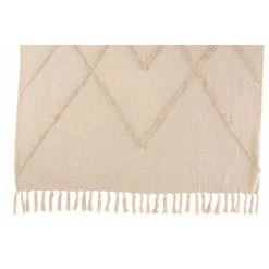 DANSMAMAISON Plaid Losange Coton Polyester Crème - L 130 X L 170 X H 1 Cm - Crème -Plaid et couverture Soldes 58676760 2