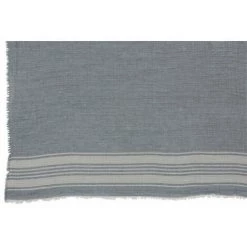 DANSMAMAISON Plaid Lignes Irregulieres Coton Bleu/Blanc - L 170 X L 130 X H 0,5 Cm - Bleu -Plaid et couverture Soldes 58681309 2
