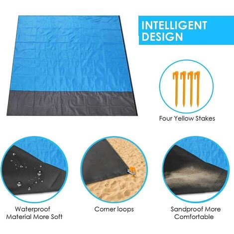 AOUGO Tapis De Plage étanche 200 * 210cm Couverture De Camping Couverture De Plage Extérieure Lavable Et Tapis De Pique-nique Anti-sable Pour Pique-nique Randonnée Camping Plage Voyage 5 AOUGO Tapis De Plage étanche 200 * 210cm Couverture De Camping Couverture De Plage Extérieure Lavable Et Tapis De Pique-nique Anti-sable Pour Pique-nique Randonnée Camping Plage Voyage – Image 3