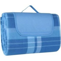 BEARSU 200 X 200 Cm Couverture Tapis De Pique-Nique, Imperméable Pliable Couverture Composée De Trois Couches Et Avec Poignée, Grand Tapis De Plage, Pour Camping, Voyage, Plage, Jardin Nappe, Bleu