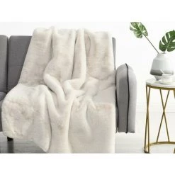 OZAIA Plaid En Fausse Fourrure - 150 X 125 Cm - Crème - ARENDAL - Crème