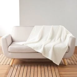 1001KDO POUR LA MAISON Plaid 125 X 150 Cm Gaufrettes Blanc