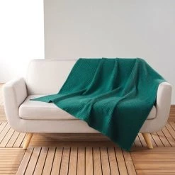 1001KDO POUR LA MAISON Plaid 125 X 150 Cm Gaufrettes Petrole