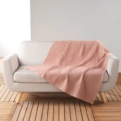 1001KDO POUR LA MAISON Plaid 125 X 150 Cm Gaufrettes Rose