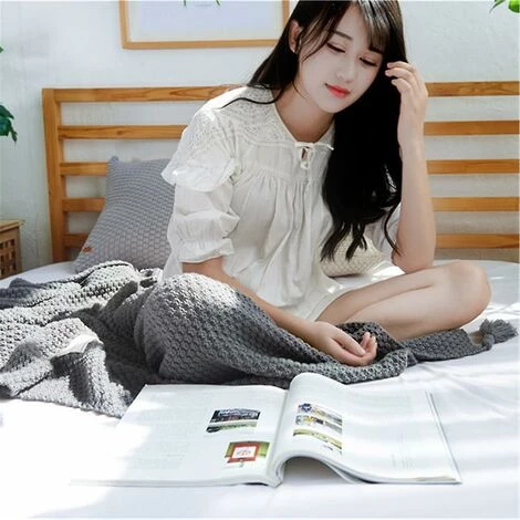 Kueatily Tassel Tricoté Boule Laine Couverture Bureau Climatiseur Couverture Loisirs Couverture 4 Kueatily Tassel Tricoté Boule Laine Couverture Bureau Climatiseur Couverture Loisirs Couverture – Image 2