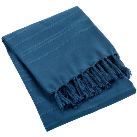 1001KDO POUR LA MAISON Plaid Ou Jete De Canape Coton 150 X 150 Cm Lilie Indigo 5 1001KDO POUR LA MAISON Plaid Ou Jete De Canape Coton 150 X 150 Cm Lilie Indigo – Image 3