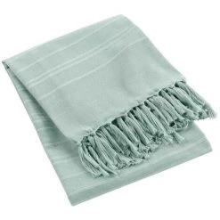 1001KDO POUR LA MAISON Plaid Ou Jete De Canape Coton 150 X 150 Cm Lilie Vert D'eau -Plaid et couverture Soldes 59130001 3