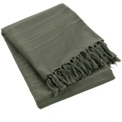 1001KDO POUR LA MAISON Plaid Ou Jete De Canape Coton 150 X 150 Cm Lilie Kaki -Plaid et couverture Soldes 59130004 3