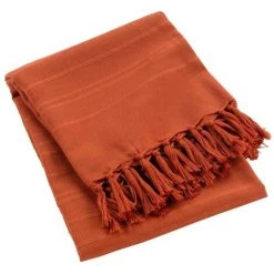 1001KDO POUR LA MAISON Plaid Ou Jete De Canape Coton 150 X 150 Cm Lilie Terracotta -Plaid et couverture Soldes 59133550 3
