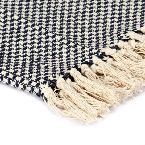 INLIFE Couverture En Coton 125 X 150 Cm Bleu Marine - Bleu 5 INLIFE Couverture En Coton 125 X 150 Cm Bleu Marine - Bleu – Image 3